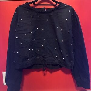 Black Pearl-Embellished Women's Top